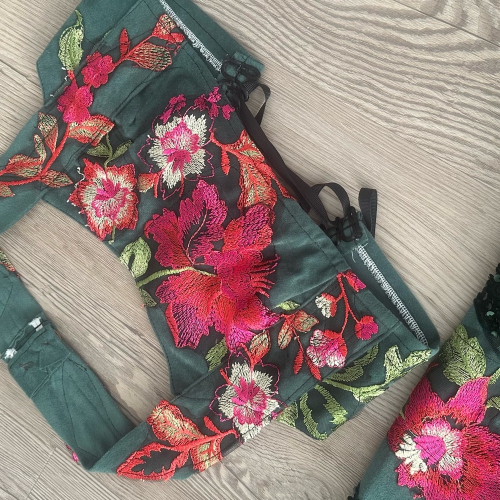 Floral Sequin Two-Piece Set - Picture 2 of 8